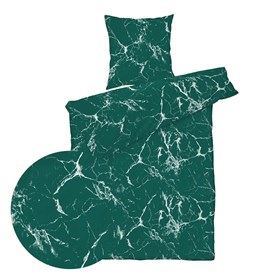 Sengetøj bomuldssatin - 200x220 cm - Marmor Grøn