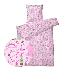 Børne sengetøj 140x200 cm - Prinsesse Slot - ProSleep Kids