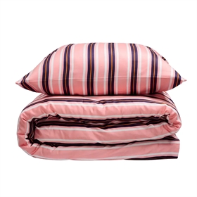 Sengetøj bomuldssatin - 140x220 cm - Ida - Pink Stripe