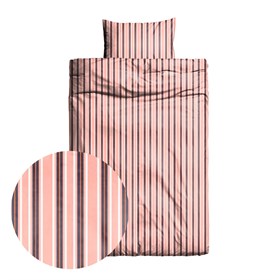 Sengetøj bomuldssatin - 140x220 cm - Ida - Pink Stripe