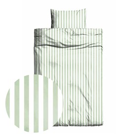 Sengetøj bomuldssatin - 140x200 cm - Pelle - Green Stripe
