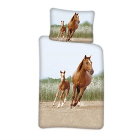 Junior sengetøj 100x140 cm - Dyremotiv Hest